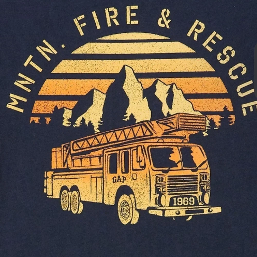 GAP Navy Long Sleeve with Fire & Rescue Graphic